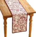 ISAENNE Designer Chinoiserie Elegant Linen Table Runner 87 Inches Long by Isaennehomedecoration