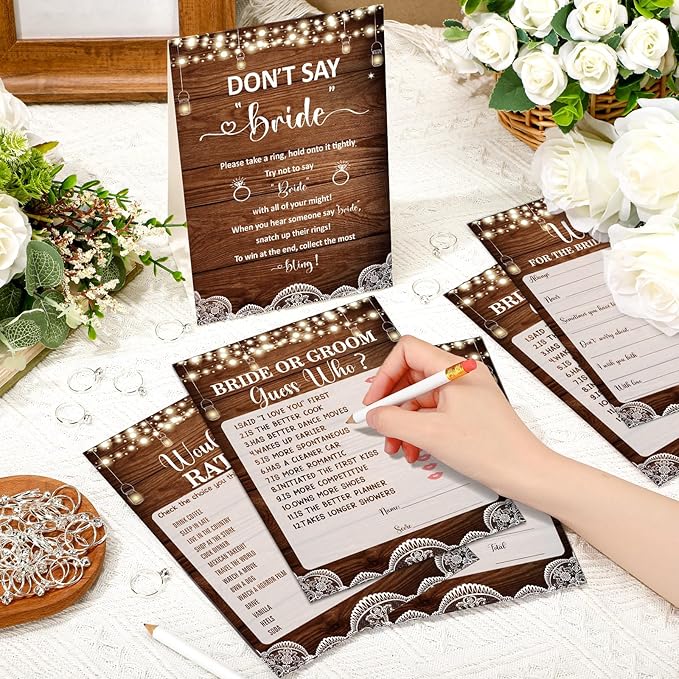 Estune 331 Pcs Bridal Shower Games Supplies, 5 Sets 250 Pcs Wedding Cards 1 Put - Image 4