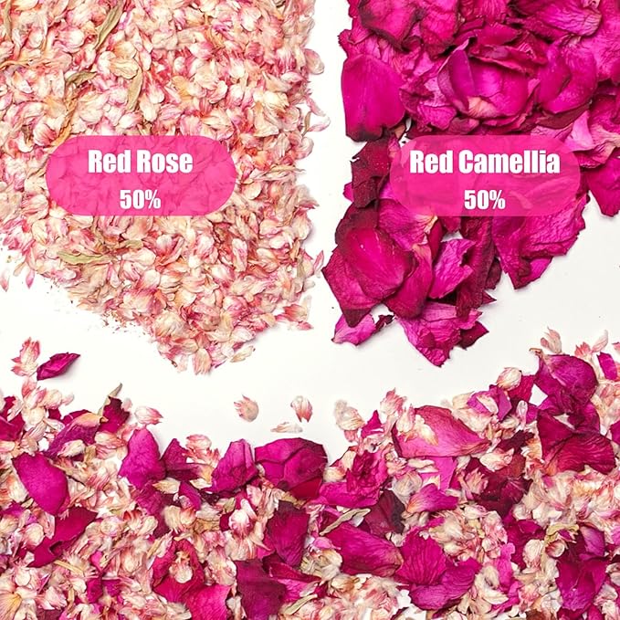 50 Pack Real Dried Rose Flower Petals Biodegradable Confetti, Dried Mix Red - Image 4