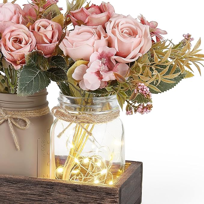 Mkono Mason Jar Lights Centerpiece Table Decorations - Image 6