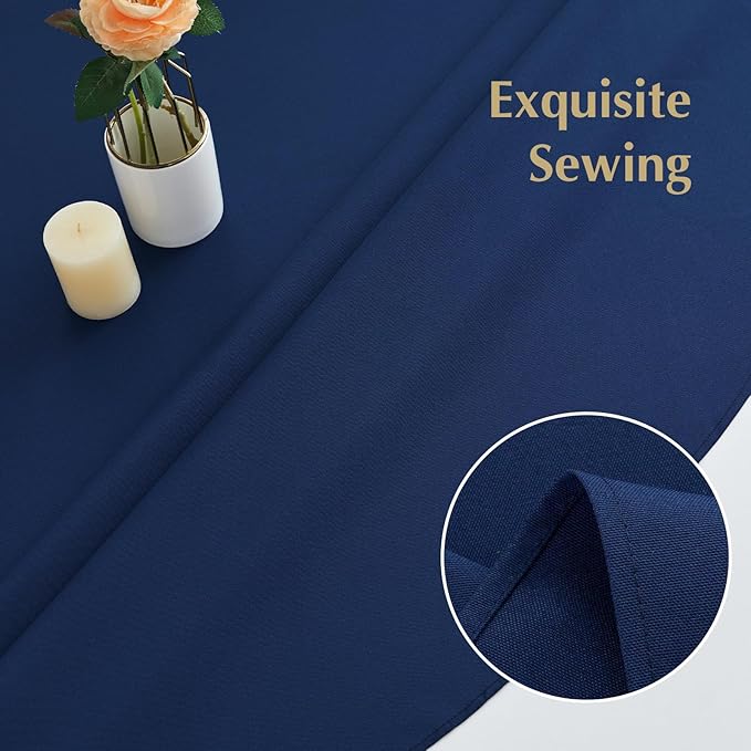 2 Pack Round Table Cloth 48 Inch Navy Tablecloth Washable Polyester Solid - Image 3