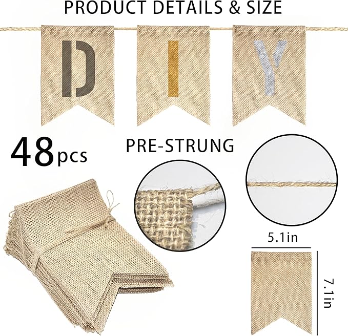 48 PCS Burlap Banner DIY Kit - Image 2