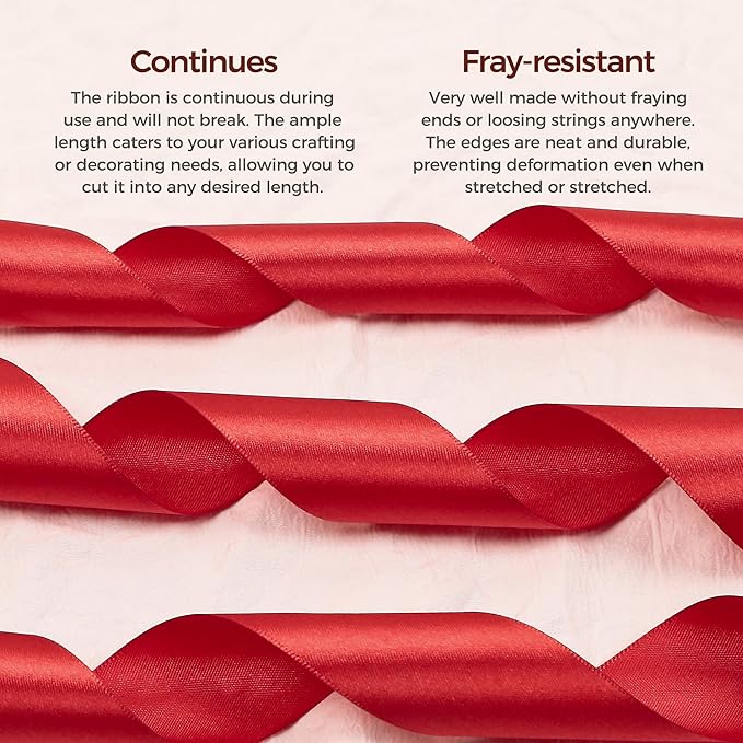 Red Satin Ribbon 1-1/2 inch X Continuous 100 Yards, Single Face Polyester - Image 4