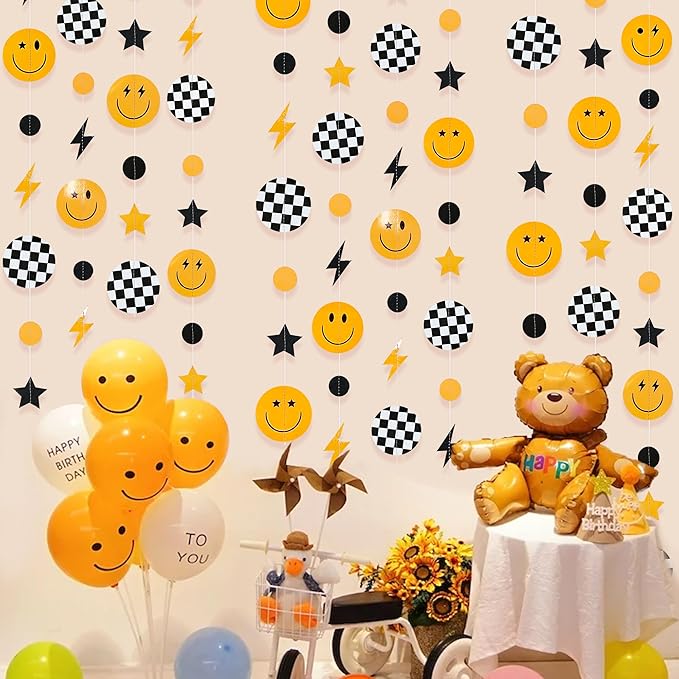 One Happy Dude 1st Birthday Decorations Black Yellow Smile Face Lightning Star - Image 5