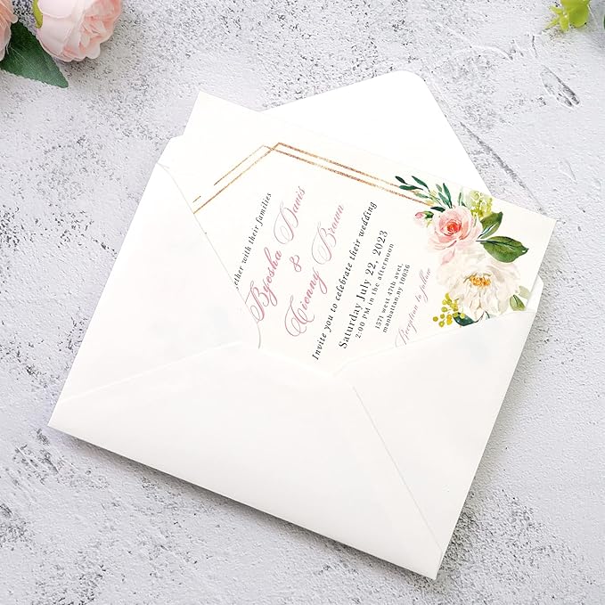 PONATIA 50 PCS/Pack A7 Envelopes, 5.25 x 7.25'' Sparkle Ivory Envelope - Image 3