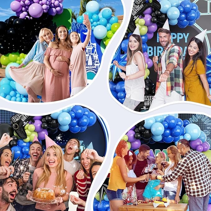 Video Game Balloons, 12 Inch Purple Green Black Video Theme Latex Balloon - Image 7