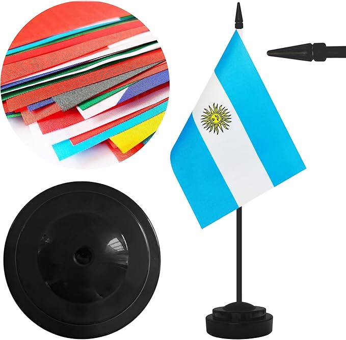 2 Pack Argentina Desk Flag Set, Argentine Desktop Small Miniature Table Office - Image 3