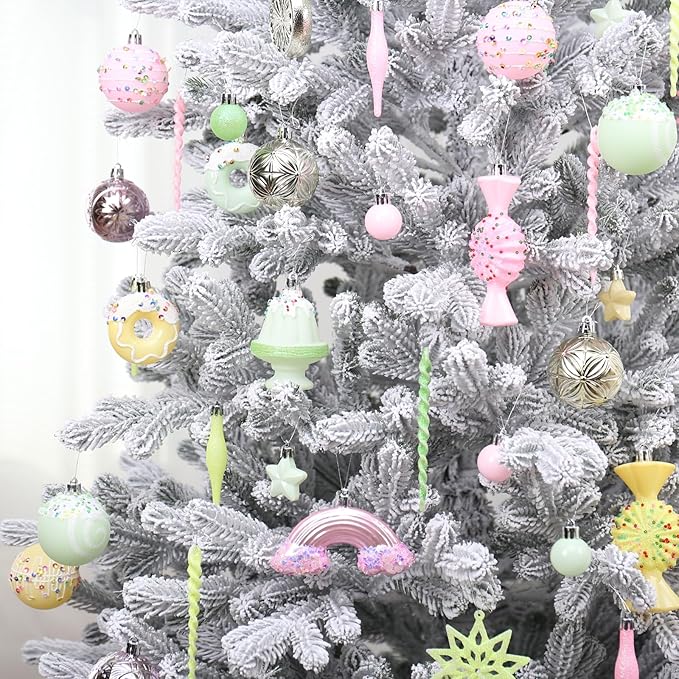RoseCraft Christmas Ball Ornaments Set, 45 Pack Macaroon Plastic Shatterproof - Image 6