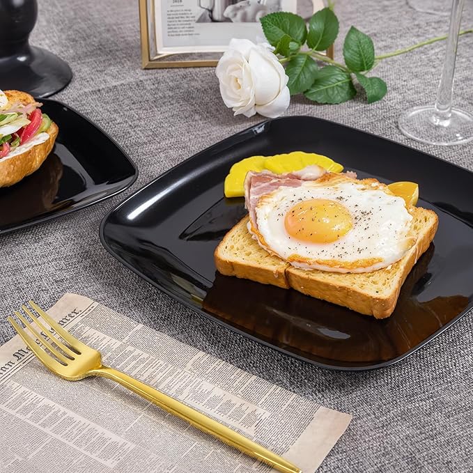 PULOTE 100 PCS Black Square Plastic Plates Disposable - Image 8