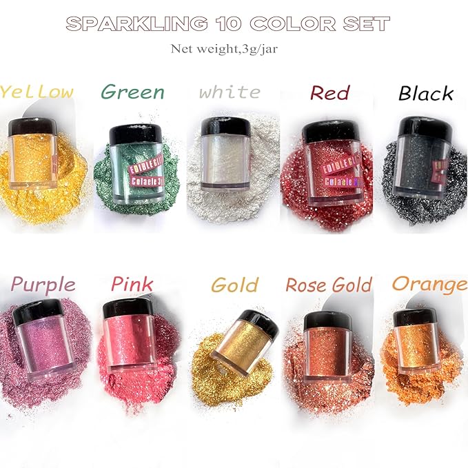 Edible Glitter for Cakes Drinks Luster Dust Set - Image 2