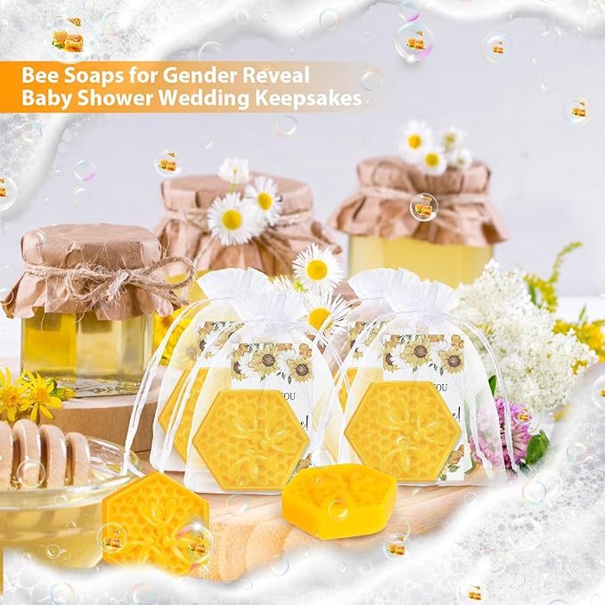 Demissle 50 Set Bee Themed Baby Shower Favors Including Honeycomb Soap - Image 5
