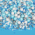 Edible Blue Silver White Sprinkles, Winter Jimmies Pearls Mix, 130g/4.58oz by Sugarzy