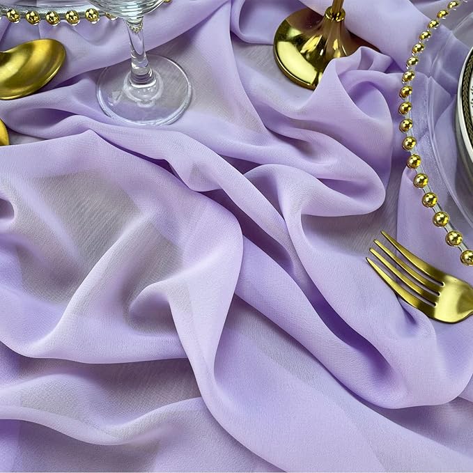 EHLDekol 13ft Lavender Chiffon Table Runner, 29x156 Inches Romantic and Rustic - Image 5