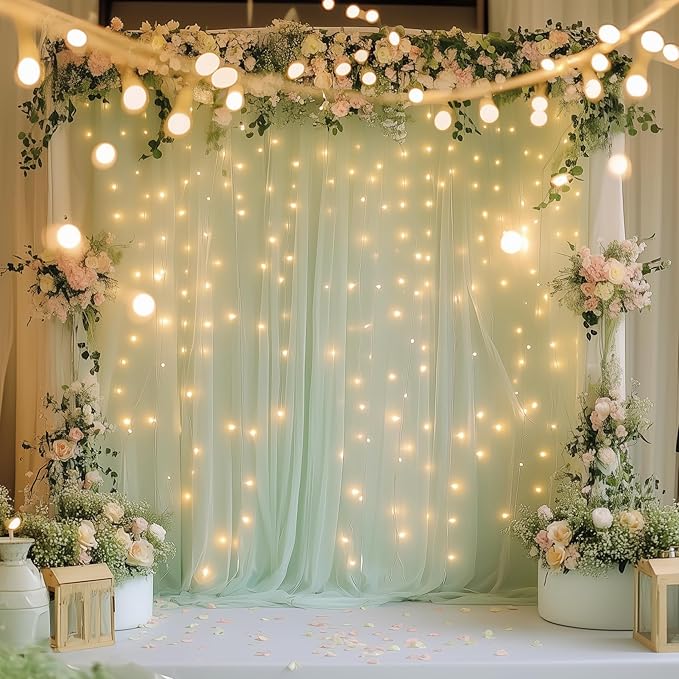 Fomcet Sage Green Tulle Backdrop Curtains - Image 6