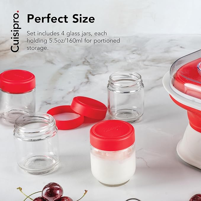 Cuisipro Jars with Lids, 6 Oz Glass Jars with Airtight Lid Wide Mouth, 4 Pack - Image 3