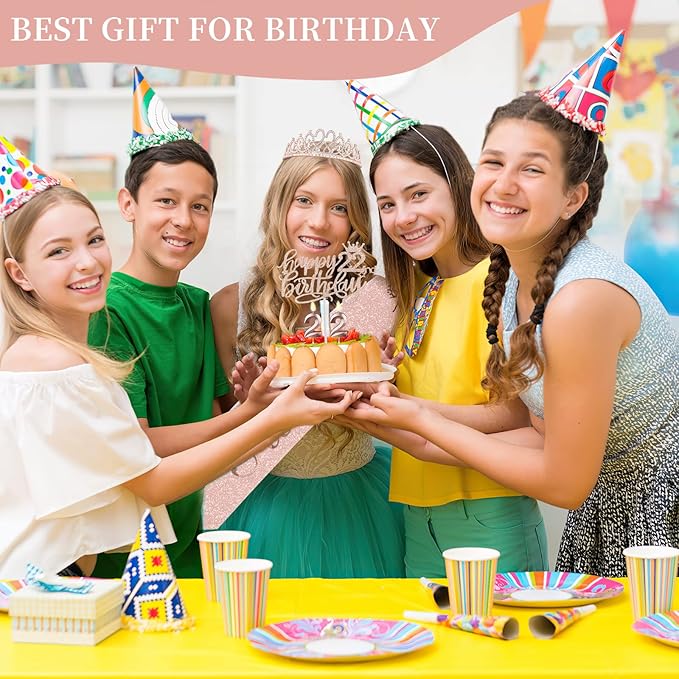 22 Birthday Decorations for Women Including Sash and Tiara, Cake Topper and - Image 9