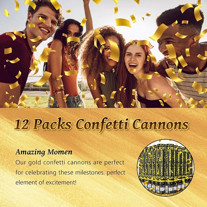 Gold Confetti Cannons 12 Pack - Image 2