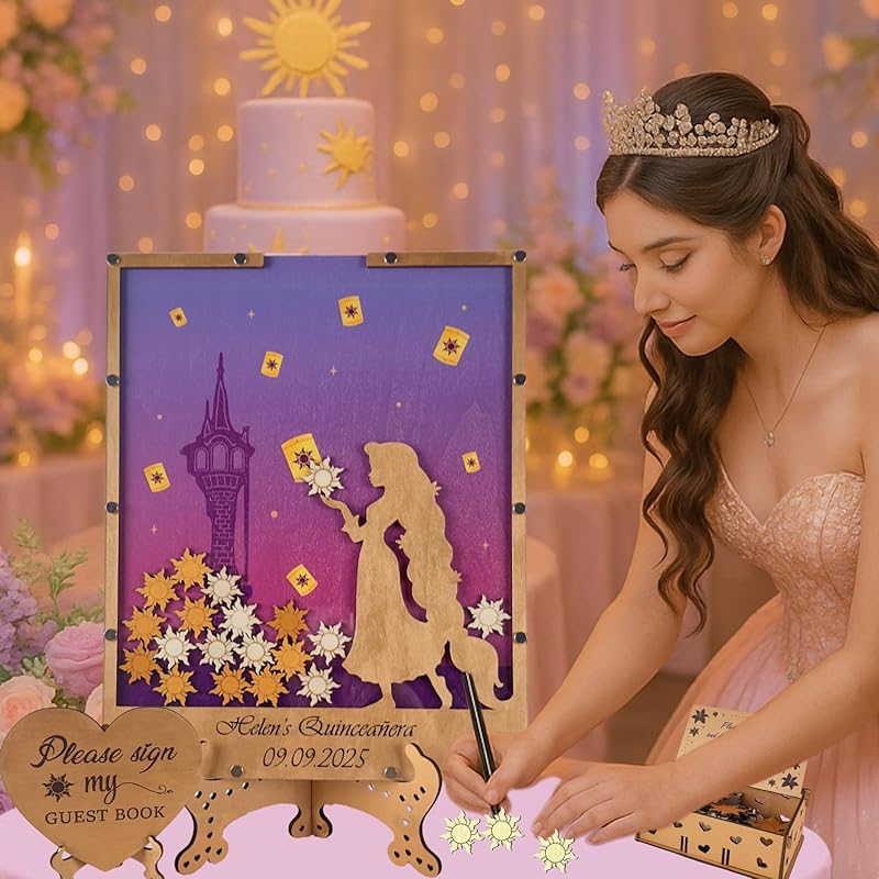 Princess Guest Book Alternative | Quinceañera Sweet XV Wooden Dropbox Frame - Image 3