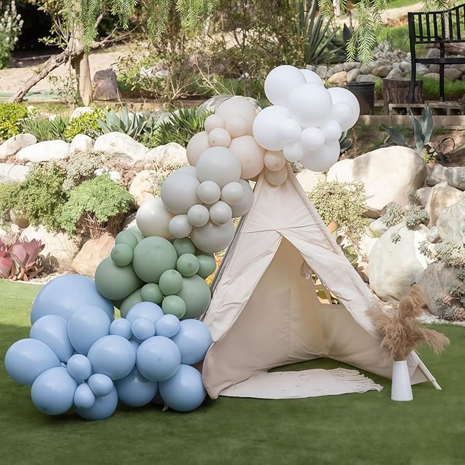 Sage Green and Blue Balloons, Baby Boy Shower Balloons - Image 8