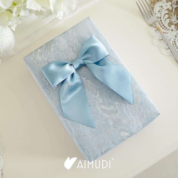 AIMUDI Dusty Blue Satin Bows 5.5" Bows - Image 6