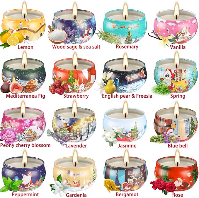 16Pack Christmas Candles Gift Set, Long Lasting Burning Natural Soy Wax 2.5oz - Image 5