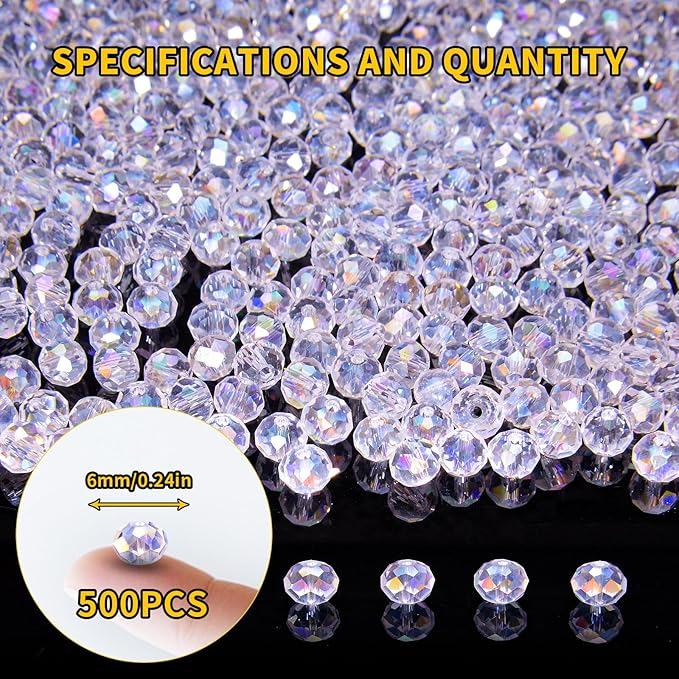 500Pcs 6mm Crystal Glass Beads for Jewelry Making Beads for Bracelets Necklace - Image 2