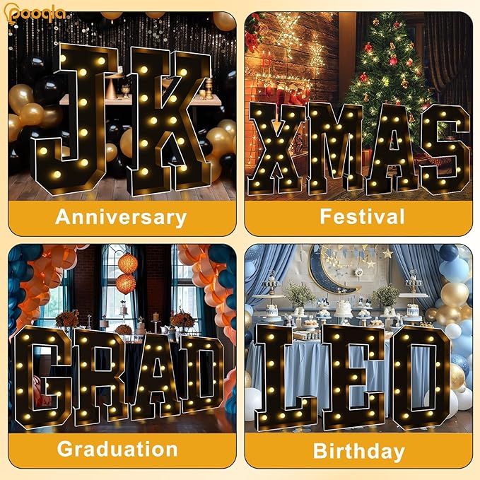 Pooqla 3FT Marquee Light Up Letters, Giant Mosaic Letter - Image 6