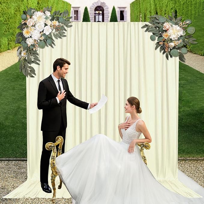 10ft x 10ft Ivory White Backdrop Curtains - Image 5