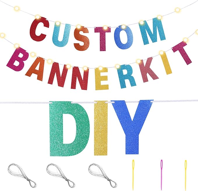 TaoBary 112 Pcs DIY Letter Custom Banner Glitter Customizable Banner Kit - Image 3
