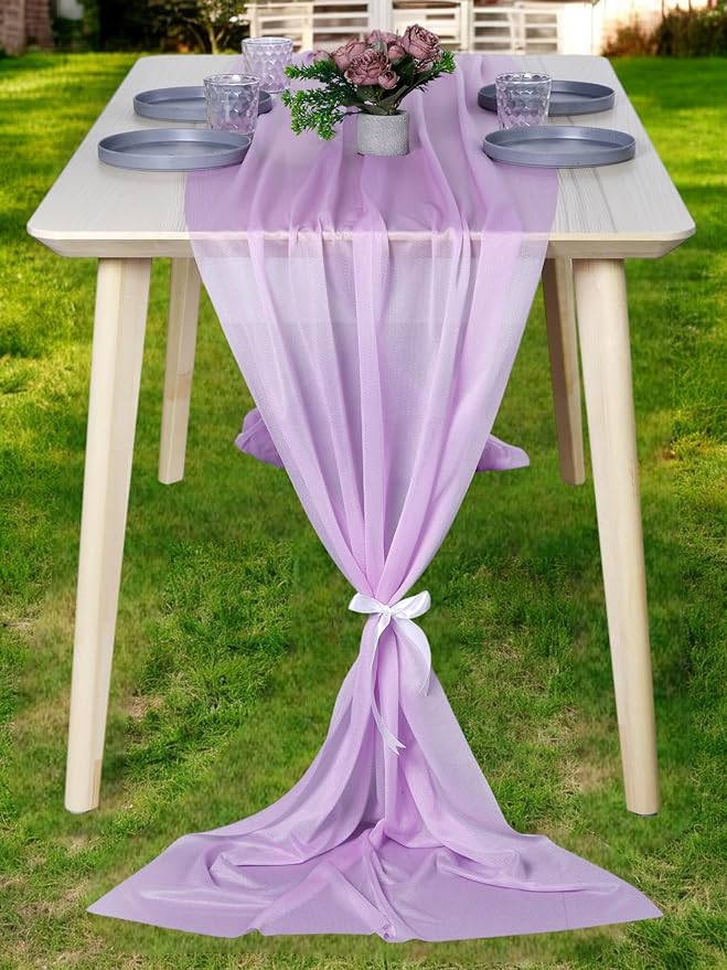 MDS 2 Pack 14ft Chiffon Table Runner 29 x 170 Inches Sheer Wedding Runner by MDS