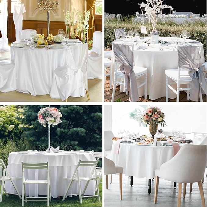 Round Tablecloth 120 Inch 2 Pack White Tablecloths Washable Decorative Linen - Image 4