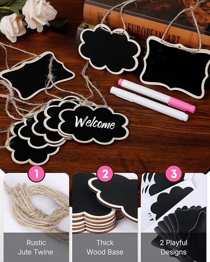 Uniclife 24 Pack Mini Chalkboard Signs - Image 3