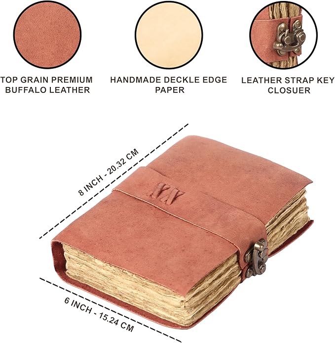 Vintage Leather Journal Handmade Buffalo Non-Refillable Deckle Edge Paper – - Image 7