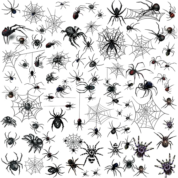 80+ PCS Halloween Spider Web Temporary Tattoos Halloween Makeup Kit by XIYOKA