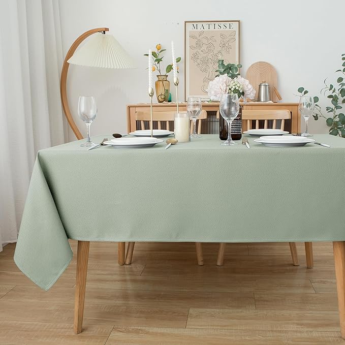 Biscaynebay Tablecloth for Rectangle Tables-70x108 Inch Sage Outdoor Picnic - Image 3