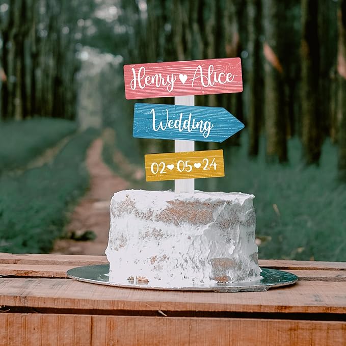 Personalized Rustic Wedding Cake Topper in Wood Custom Bride & Groom Names by PartytoBe