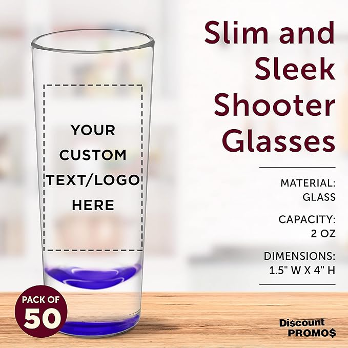Custom Cordial Shooter Shot Glasses 2 oz. Set of 50, Personalized Bulk Pack - Image 4