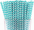 Pack of 900 Turquoise Chevron Biodegradable 4-Ply Paper Drinking Straws by Stephanie+Imports