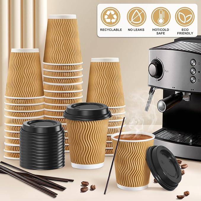 SIUQ 90 Pack - 8 oz Disposable Coffee Cups - Image 4