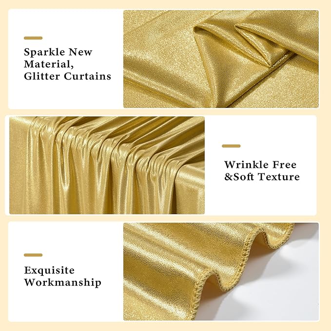 Outpain 30x10ft Gold Sequin Backdrop Curtains -Heavy Duty Gold Photography - Image 3
