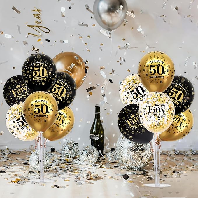 TONIFUL 4 Set Black Gold Balloon Stand Kit - Image 5
