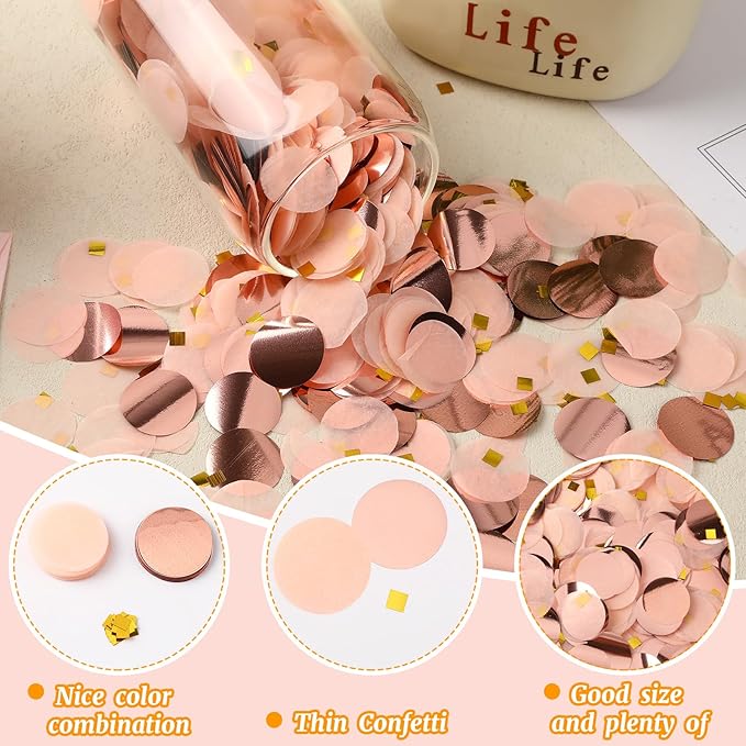 MARFOREVER Round Tissue Paper Confetti, Rose Gold Table Confetti Dots - Image 5