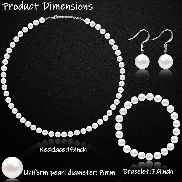 4 Pcs 1920s Faux Pearl Costume Jewelry Set - Image 4