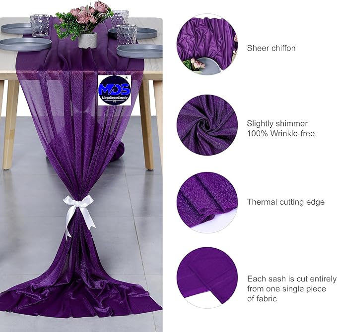 MDS 2 Pack 14ft Chiffon Table Runner 29 x 170 Inches Sheer Wedding Runner - Image 6