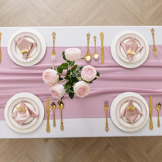 6Pack 9ft Chiffon Table Runner 14x108 Inch Sheer Romantic Table Runner - Image 3