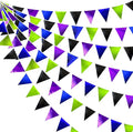 Video Game Party Decorations Black Blue Green Purple Metallic Fabric Triangle by pinkblume