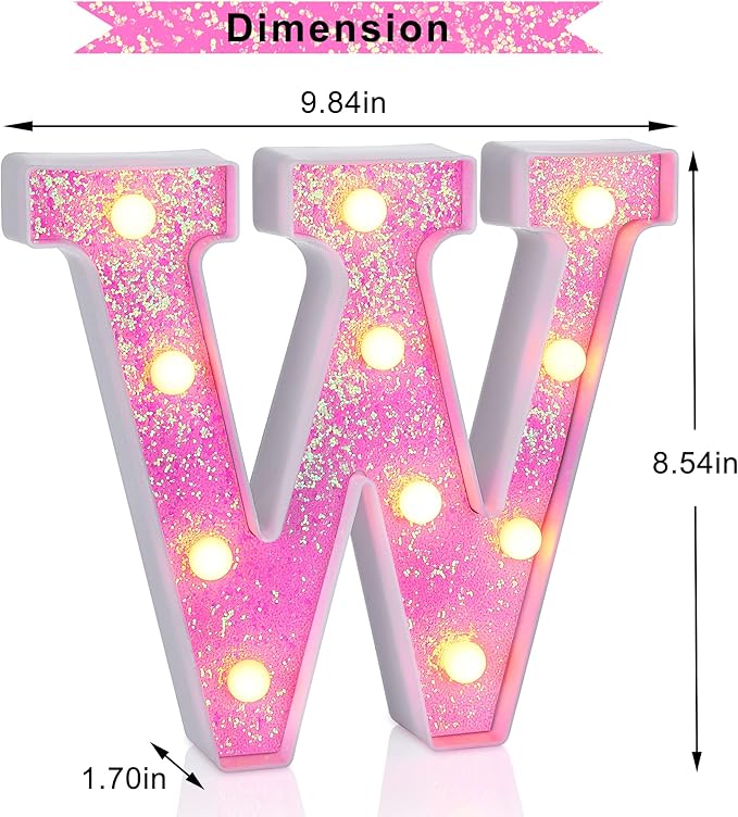 Foaky Pink Light up Letters，Pink Party Decorations, Girls Room Decor, Glitter - Image 5