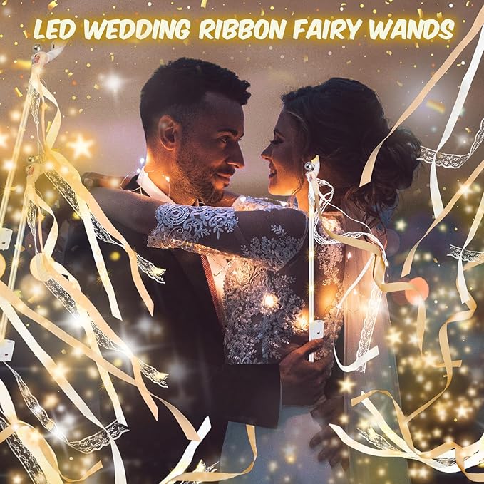 200 PCS Wedding Wands with Lights, Fairy Wands, LED Silk Fairy Wand with Bells - Image 4