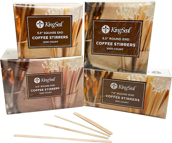 5000 Count | KingSeal Natural Birch Wood Coffee Beverage Stirrers, Stir Sticks - Image 8