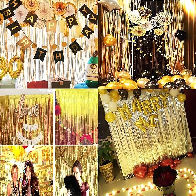 BRAVESHINE Black Gold Foil Fringe Curtain Backdrop - Image 6